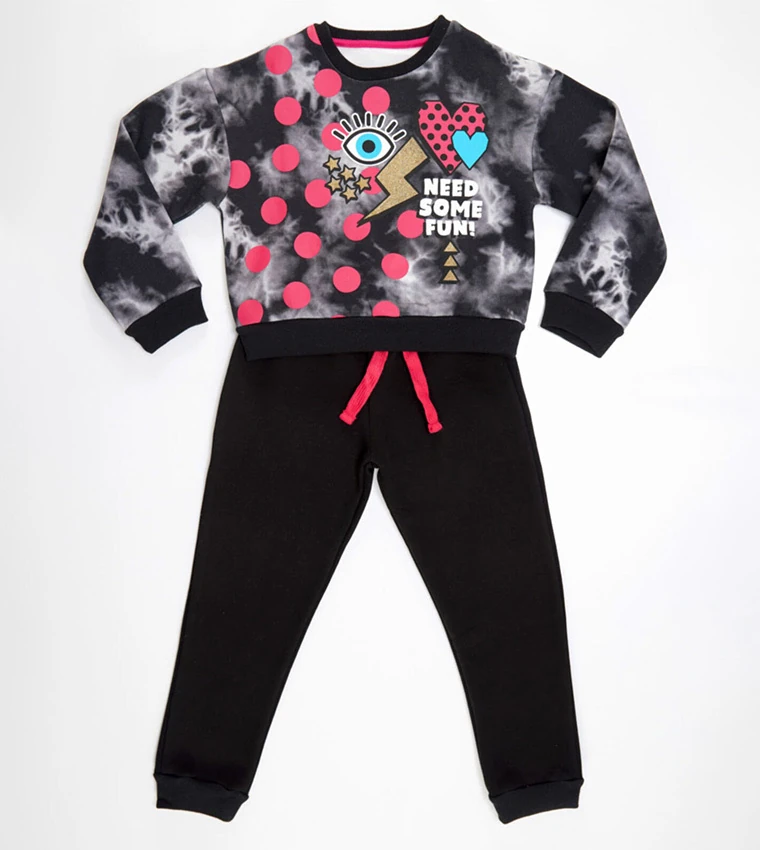 Deno Kids Retro Batik Kız Eşofman Takım