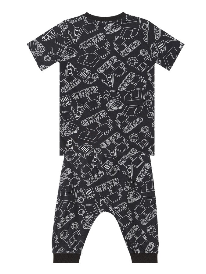 Araba Erkek Çocuk Siyah Yazlık T-Shirt Kapri Şort Takım Denokids