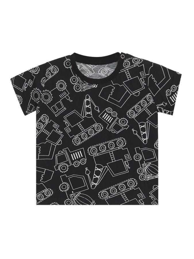 Araba Erkek Bebek Siyah Yazlık T-Shirt Kapri Şort Takım Denokids
