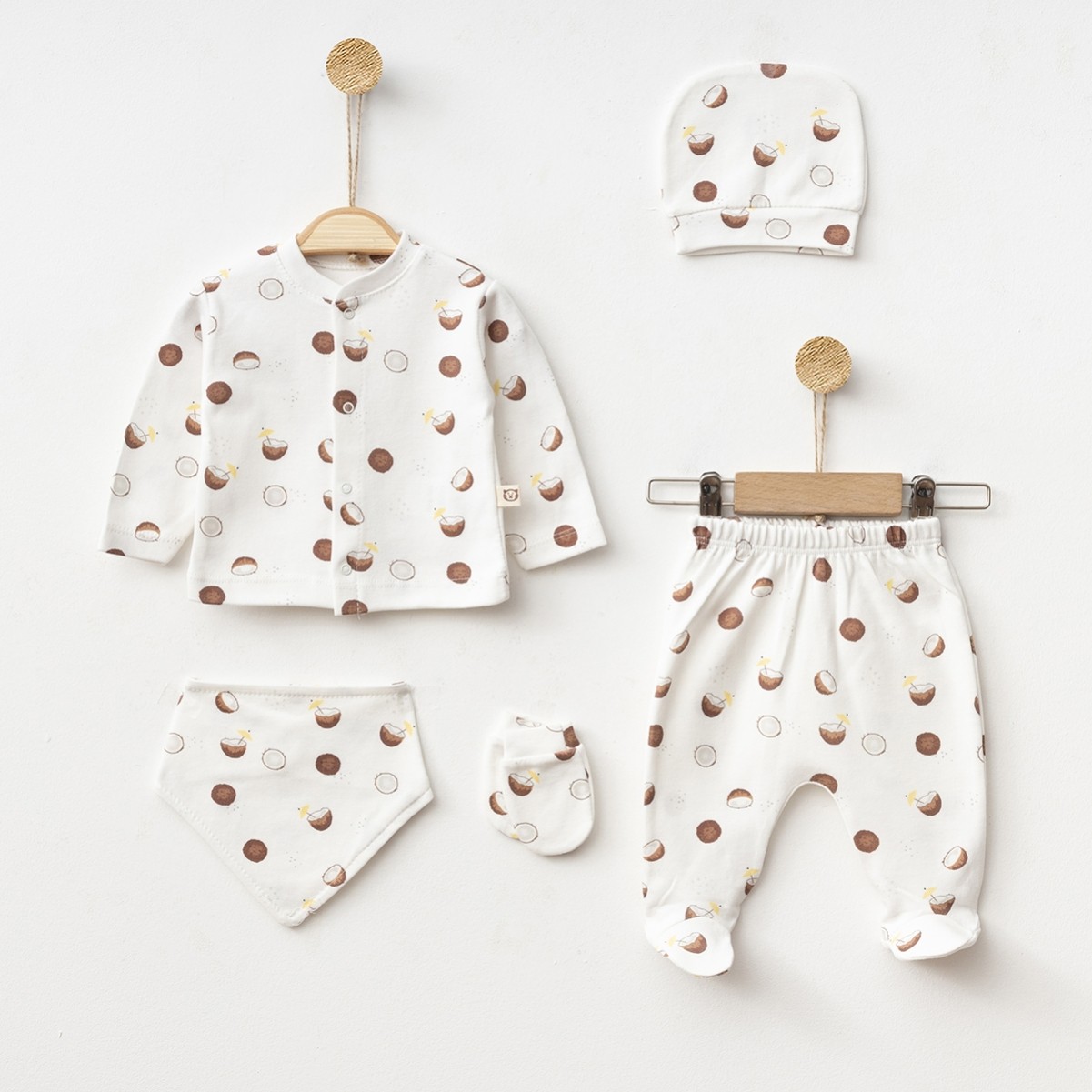 00-03 AY BEBEK COCONATLI DESENLİ 5'Lİ ZIBIN SETİ