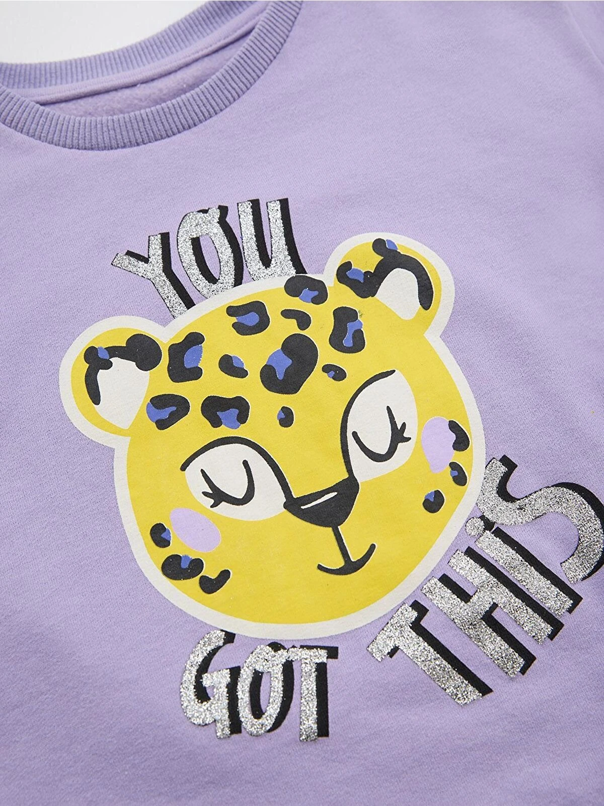 Deno Kids Karışık Leopar Kız Çocuk Lila Gri Eşofman Takımı