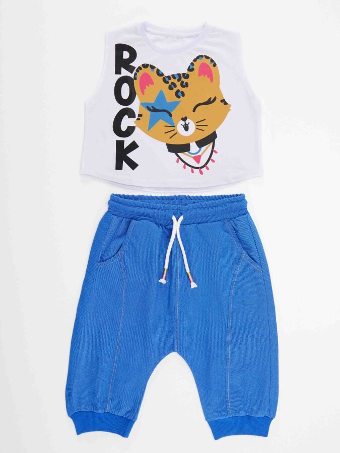 Rocker Leo Kız Çocuk T-Shirt Kapri Şort Takım MSHB&G
