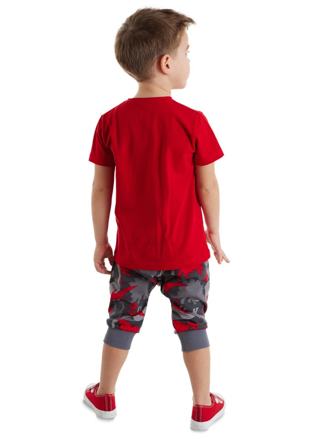 Dino Kamuflaj Erkek Çocuk T-shirt Kapri Şort Takım Denokids