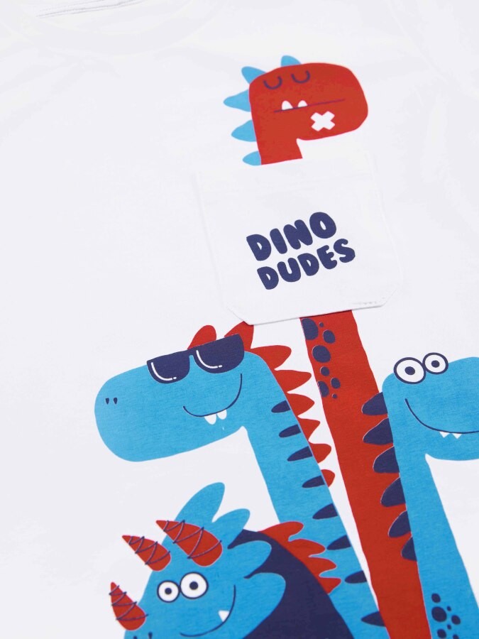 Dino Dudes Erkek Çocuk T-shirt Kapri Şort Takım Denokids