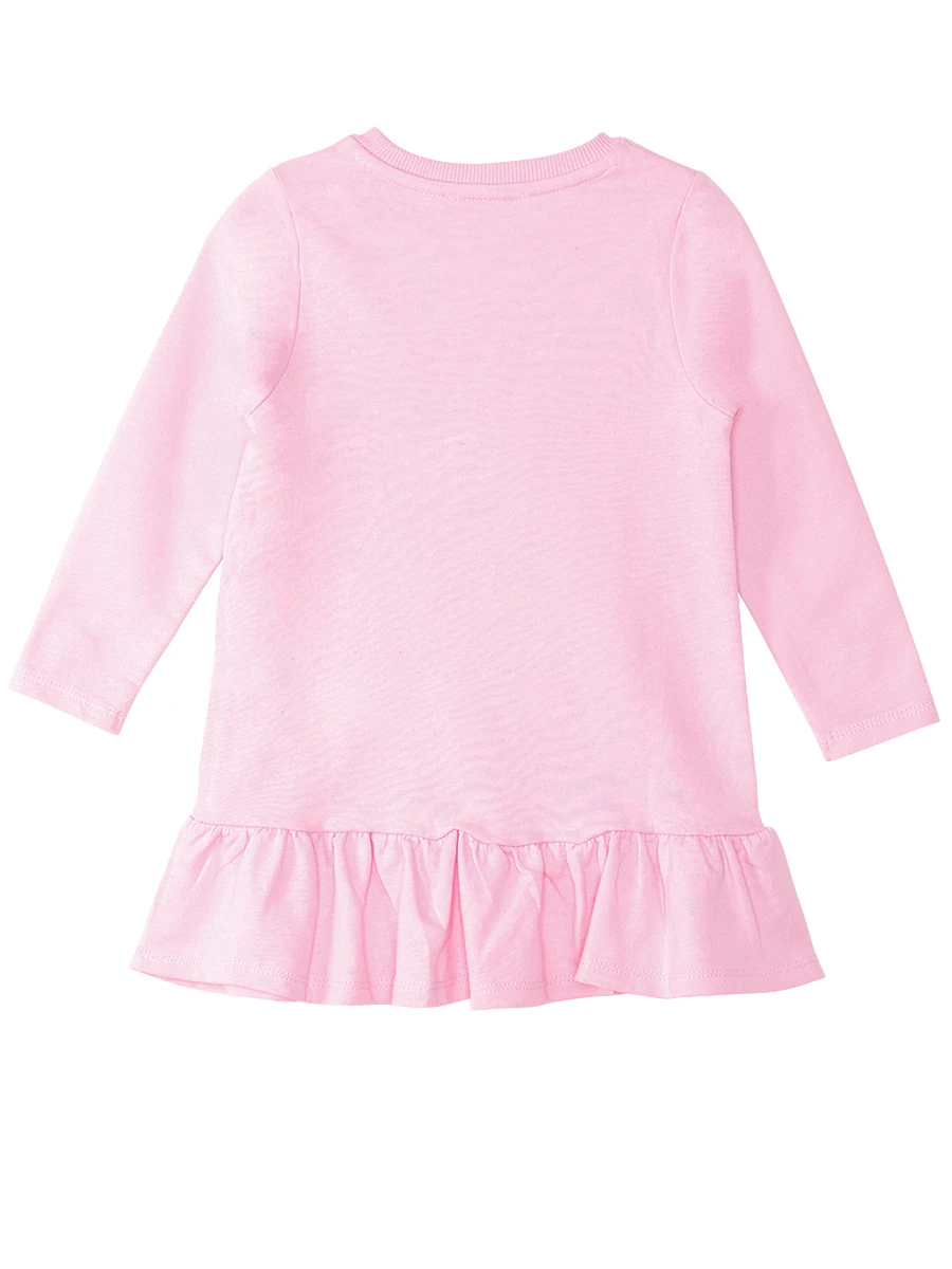 Denokids Unicorn Magic Kız Çocuk Pembe Uzun Kollu Fırfırlı Elbise