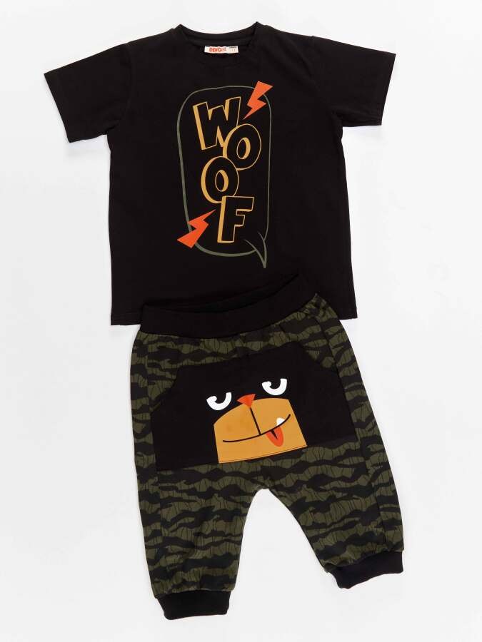 Woof Erkek Çocuk T-shirt Kapri Şort Takım Denokids