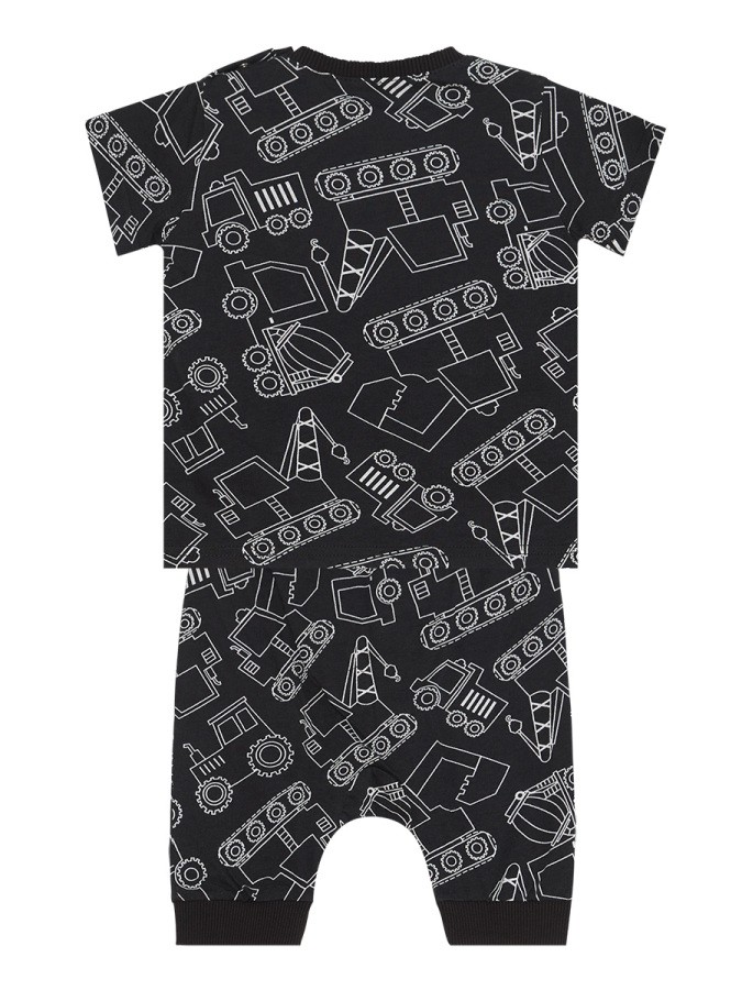 Araba Erkek Bebek Siyah Yazlık T-Shirt Kapri Şort Takım Denokids