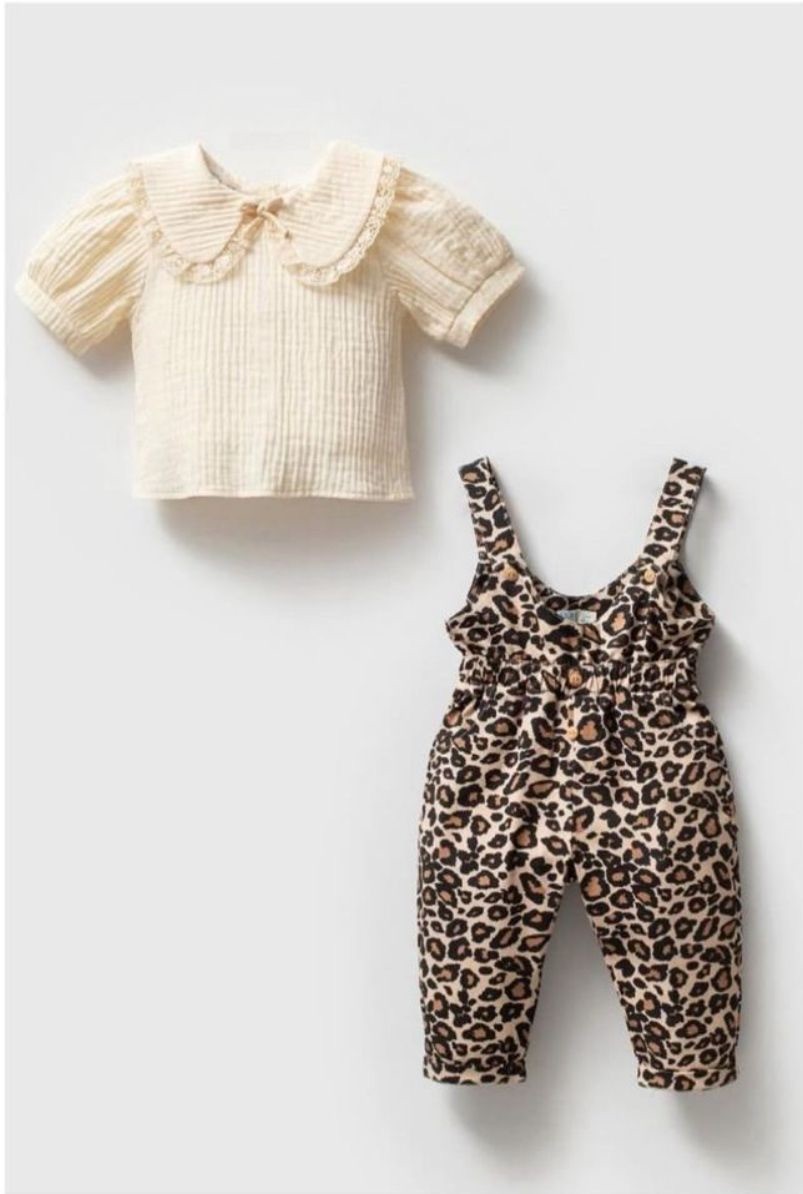 Leopar yumuşak dokuma tulum Muslin gömlek 