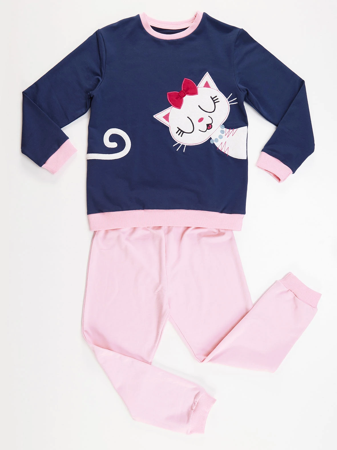 Deno Kids Sevimli Kedi Kız Eşofman Takımı