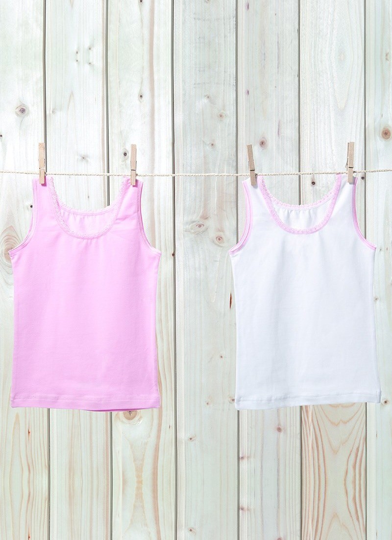 Blackspade Kız Çocuk Atlet 2'li Paket 1297 - Pembe Beyaz
