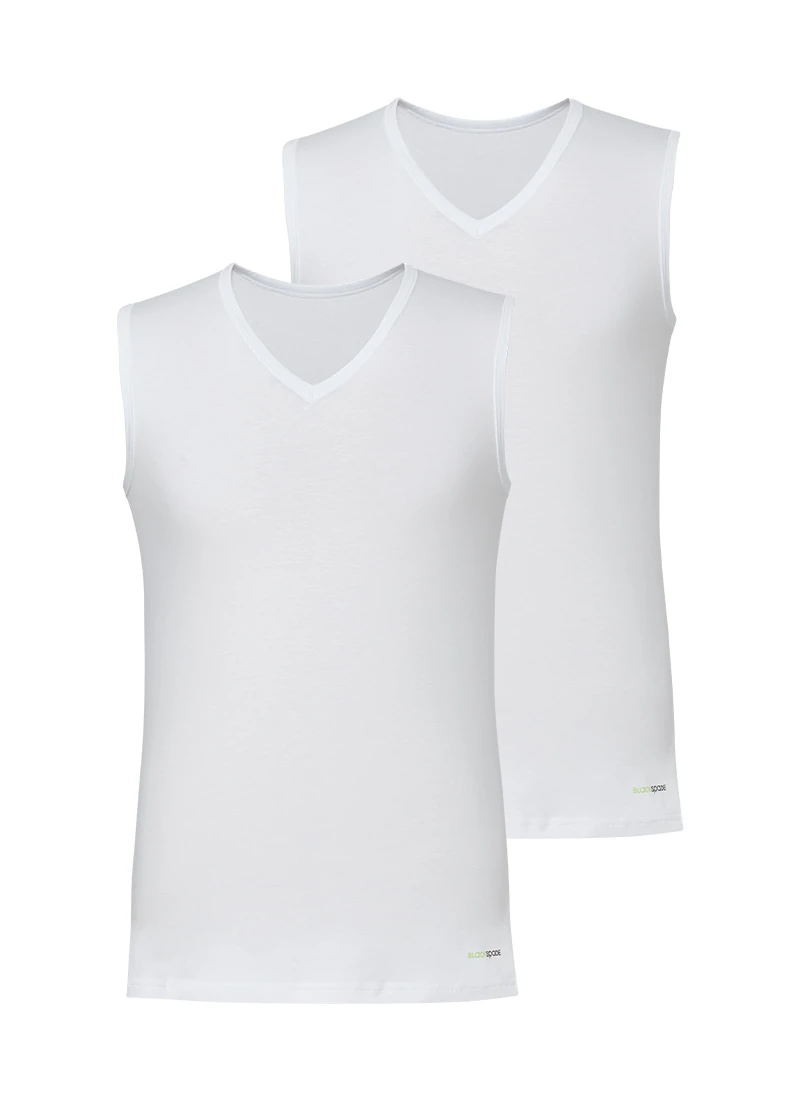 Blackspade Erkek V Yaka Atlet 2'li Paket Tender Cotton 9677 - Beyaz