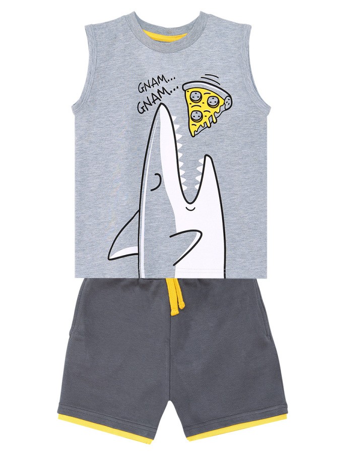 Pizzacı Köpekbalığı Erkek Çocuk Yazlık Kolsuz T-shirt Şort Takım MSHB&G