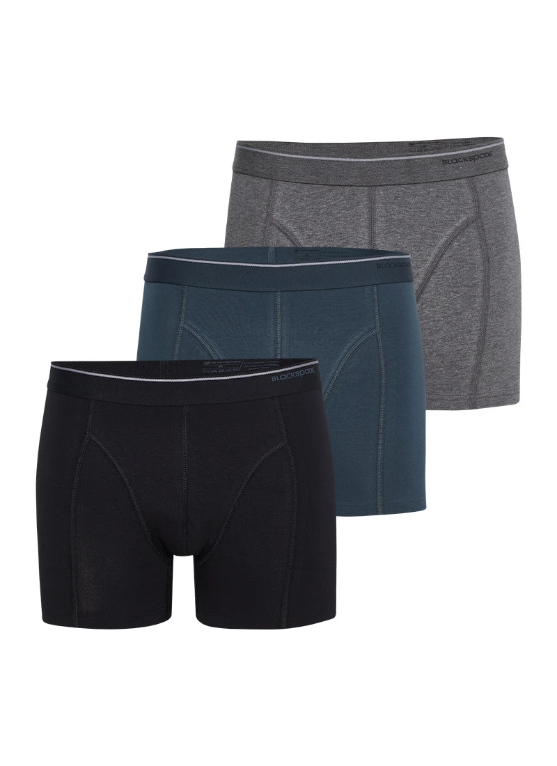 Blackspade Erkek Boxer 3'lü Paket Tender Cotton 9673 - Siyah Antra Melanj Antrasit