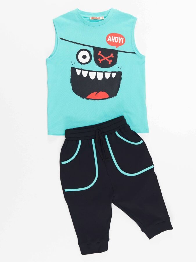 Ahoy Erkek Çocuk T-shirt Kapri Şort Takım Denokids