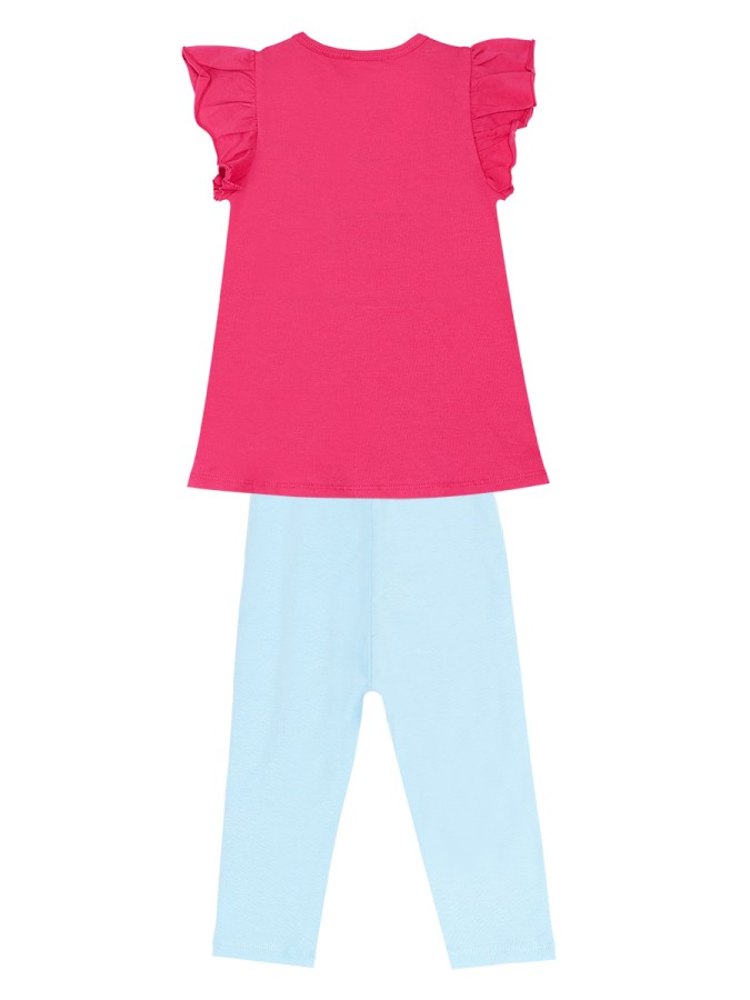 Fırfırlı Kedicik Kız Çocuk T-shirt Tayt Takım Denokids