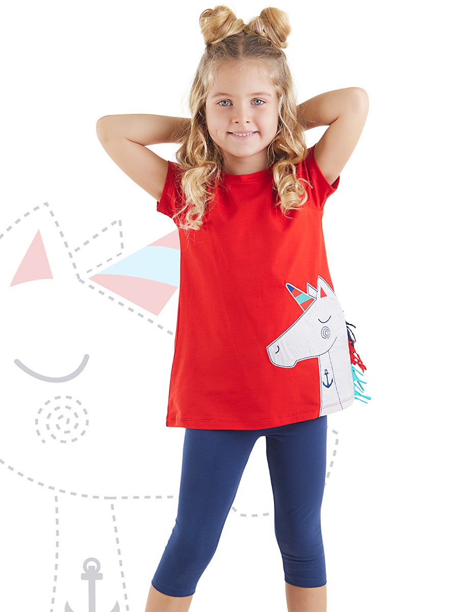 Denizci Unicorn Kız Çocuk Tunik Tayt Takım Denokids
