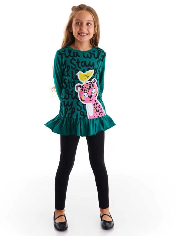 Deno Kids Kuş&Leo Kız Çocuk Tunik Tayt Takım