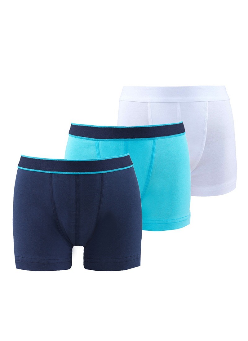 Blackspade Erkek Çocuk Boxer 3'lü Paket 9395 - Lacivert Aqua Beyaz