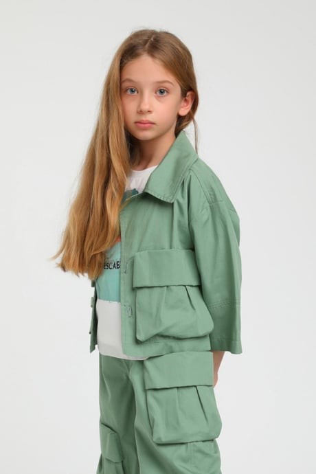 Escabel Kız Bebek Mevsimlik Crop Ceket 35720 Yeşil