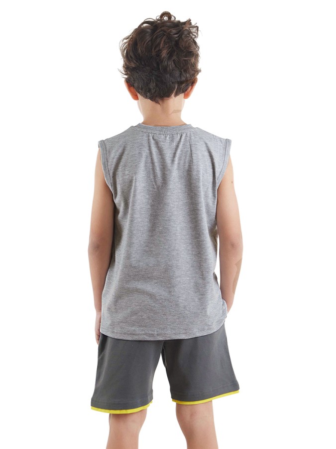 Pizzacı Köpekbalığı Erkek Çocuk Yazlık Kolsuz T-shirt Şort Takım MSHB&G