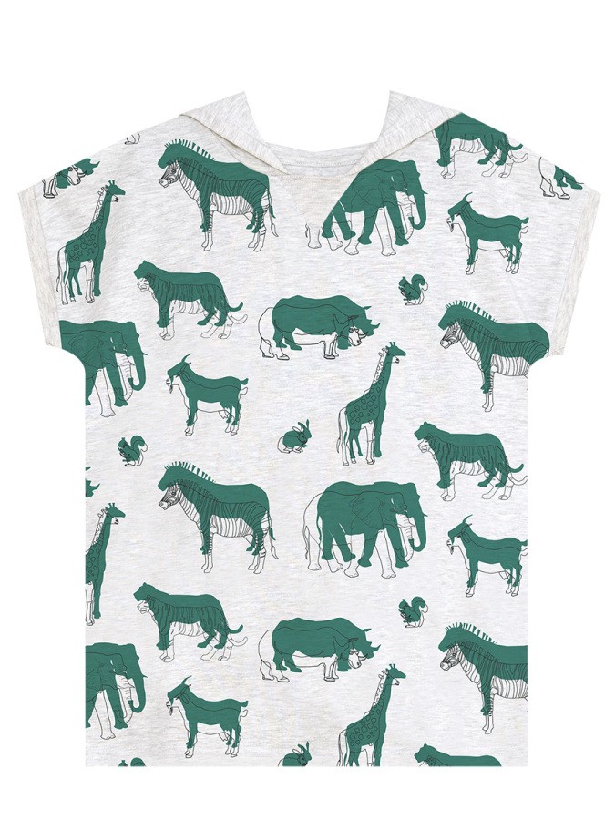 Animals Yeşil Erkek Çocuk Kapüşonlu Yazlık T-shirt Şort Takım MSHB&G