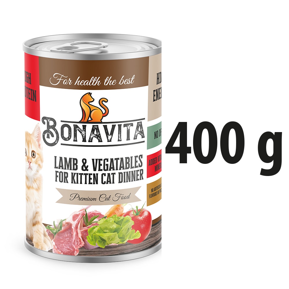 Bonavita Kuzu Etli Yavru Kedi Maması 400 gr 24 adet