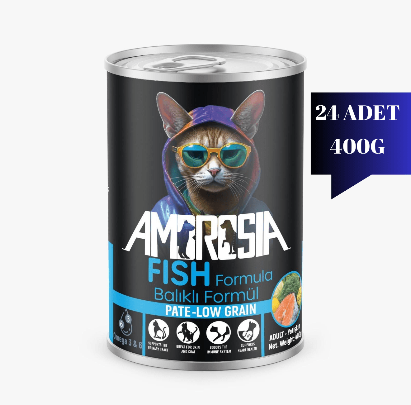 Ambrosia Balık Etli Yetişkin Kedi Maması 400 gr 24 Adet