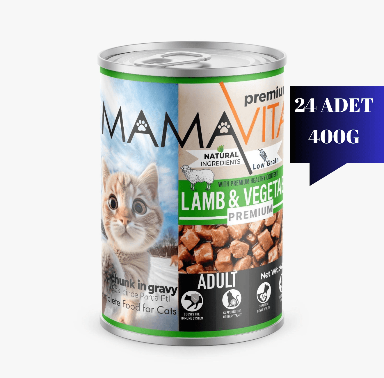 Mamavita Kuzu Etli Yetişkin Kedi Maması 400gr 24Adet