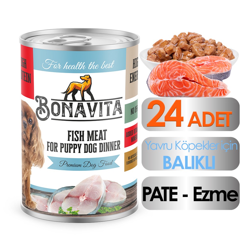 Bonavita Balık Etli Yavru Köpek Maması 400 gr 24 adet