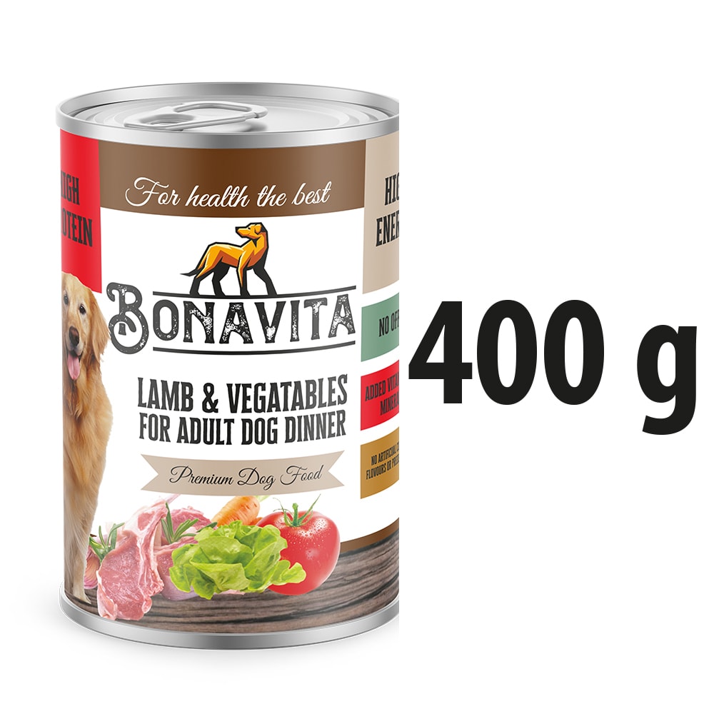 Bonavita Kuzu Etli Yetişkin Köpek Maması 400 gr 24 adet
