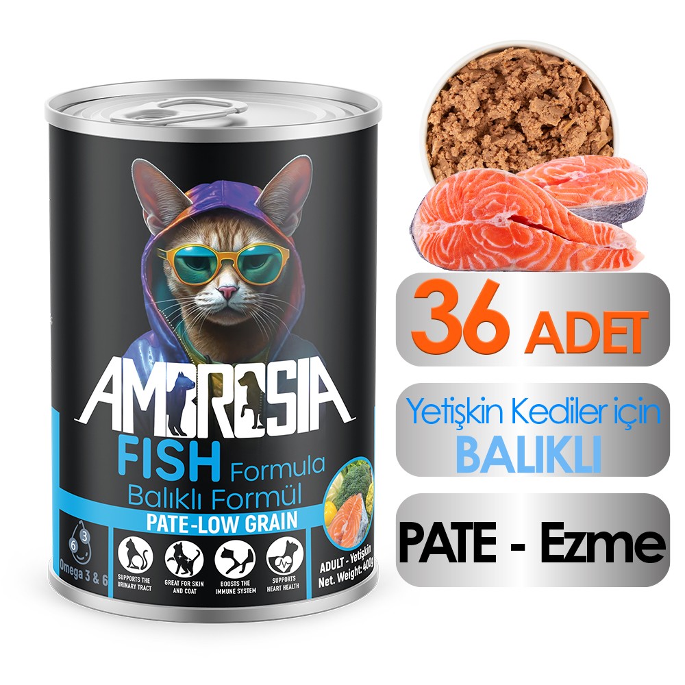 Ambrosia Balık Etli Yetişkin Kedi Maması 400 gr 36 Adet