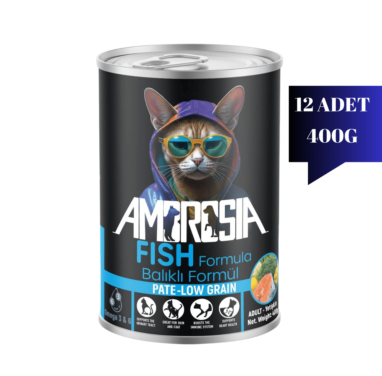 Ambrosia Balık Etli Yetişkin Kedi Maması 400 gr 12 Adet