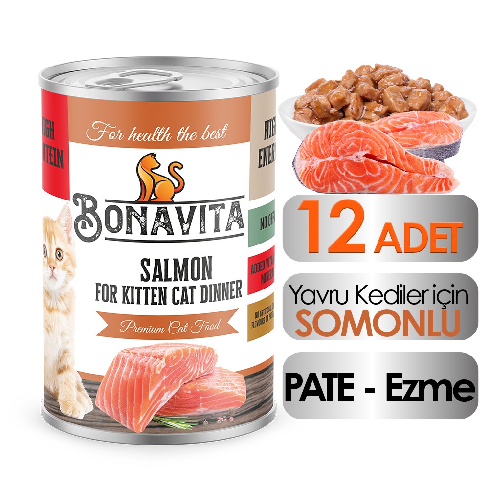 Bonavita Somonlu Yavru Kedi Maması 12 Adet