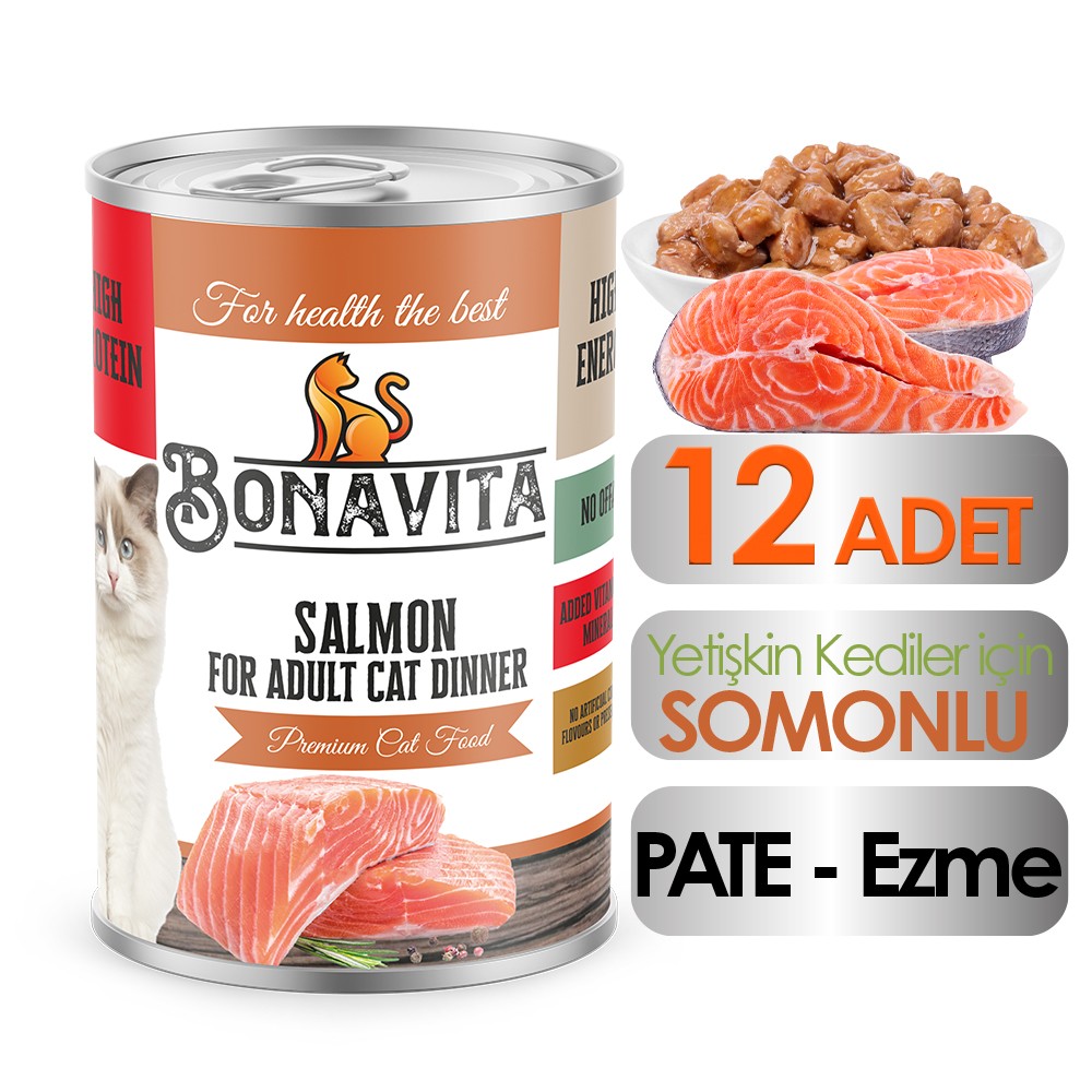 Bonavita Somonlu Yetişkin Kedi Maması 12 Adet