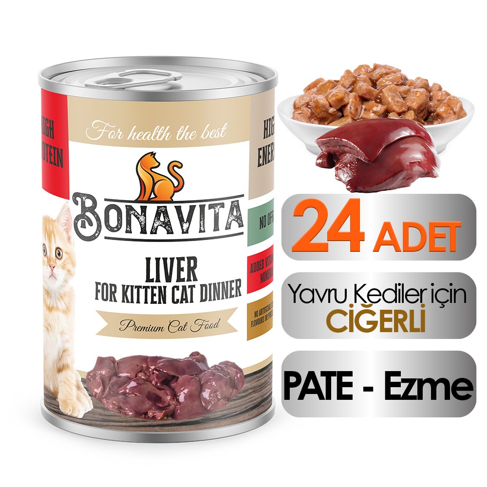 Bonavita Ciğerli Yetişkin Kedi Maması 24 Adet