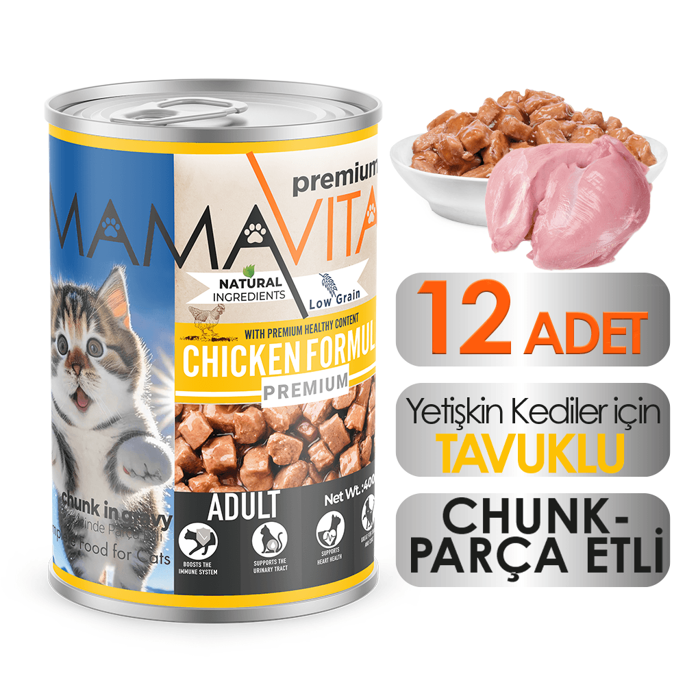 Mamavita Tavuk Etli Yetişkin Kedi Maması 400gr 12 Adet