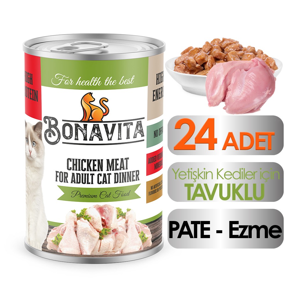 Bonavita Tavuk Etli Yetişkin Kedi Maması 400 gr 24 adet