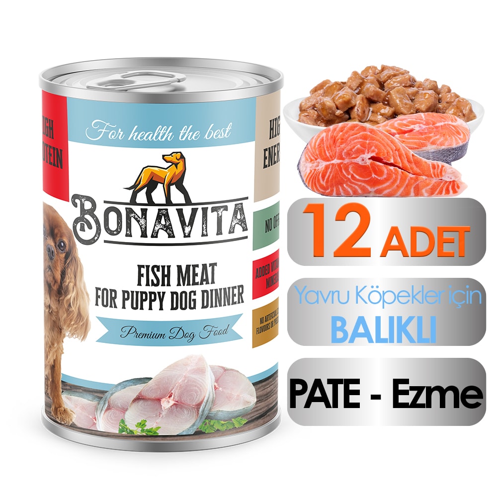 Bonavita Balık Etli Yavru Köpek Maması 400 gr 12 adet