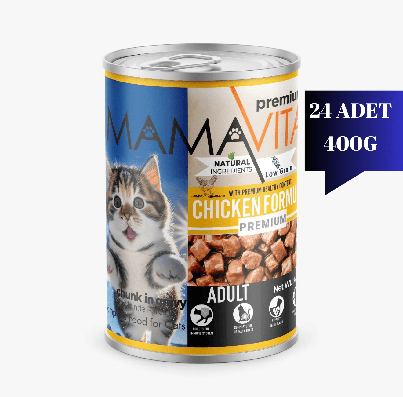 Mamavita Tavuk Etli Yetişkin Kedi Maması 400gr 24 Adet