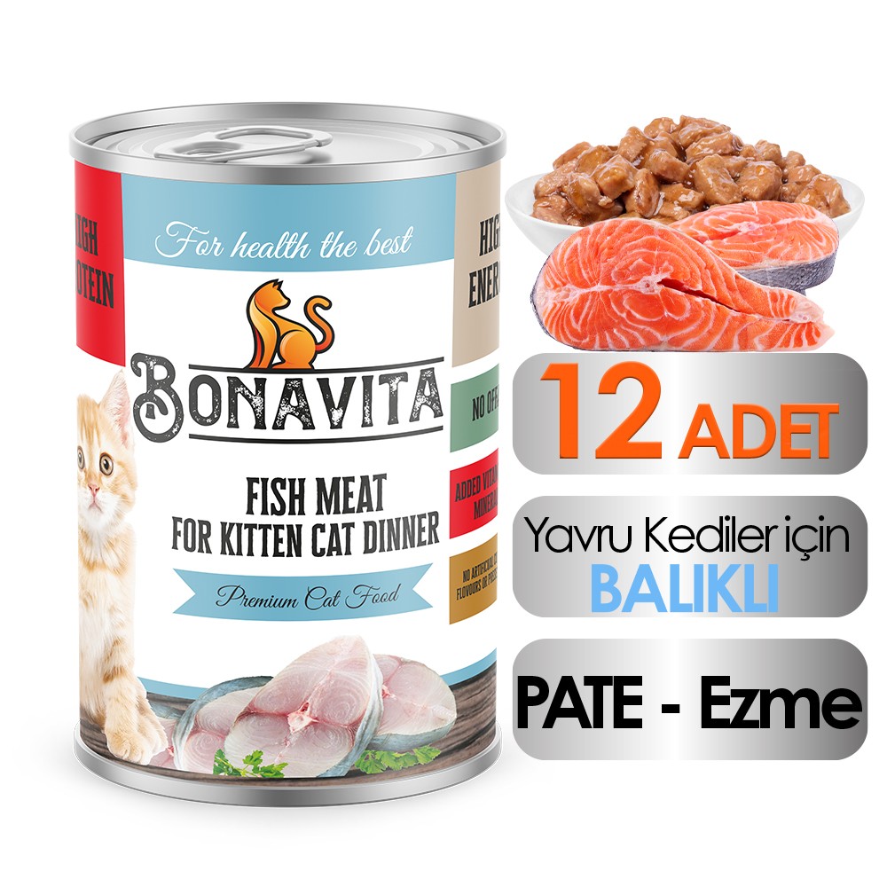Bonavita Balık Etli Yavru Kedi Maması 400 gr 12 adet