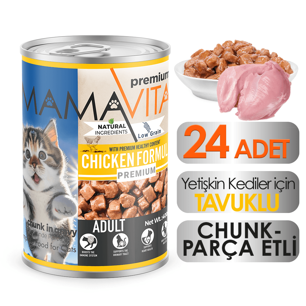 Mamavita Tavuk Etli Yetişkin Kedi Maması 400gr 24 Adet