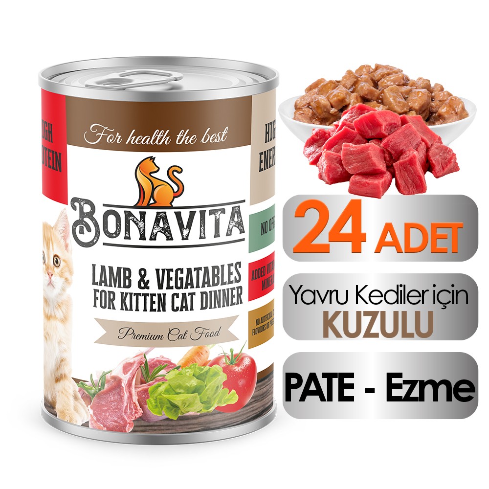 Bonavita Kuzu Etli Yavru Kedi Maması 400 gr 24 adet