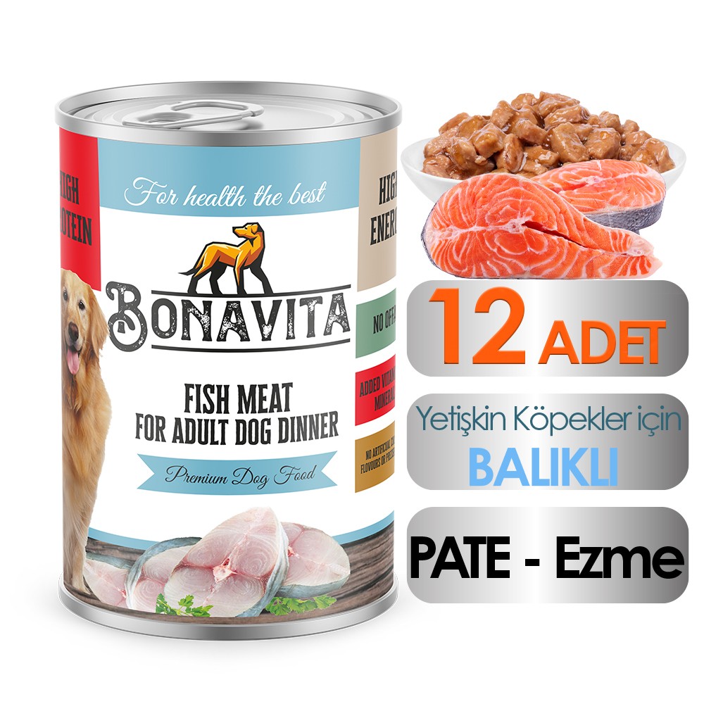 Bonavita Balık Etli Yetişkin Köpek Maması 400 gr 12 adet