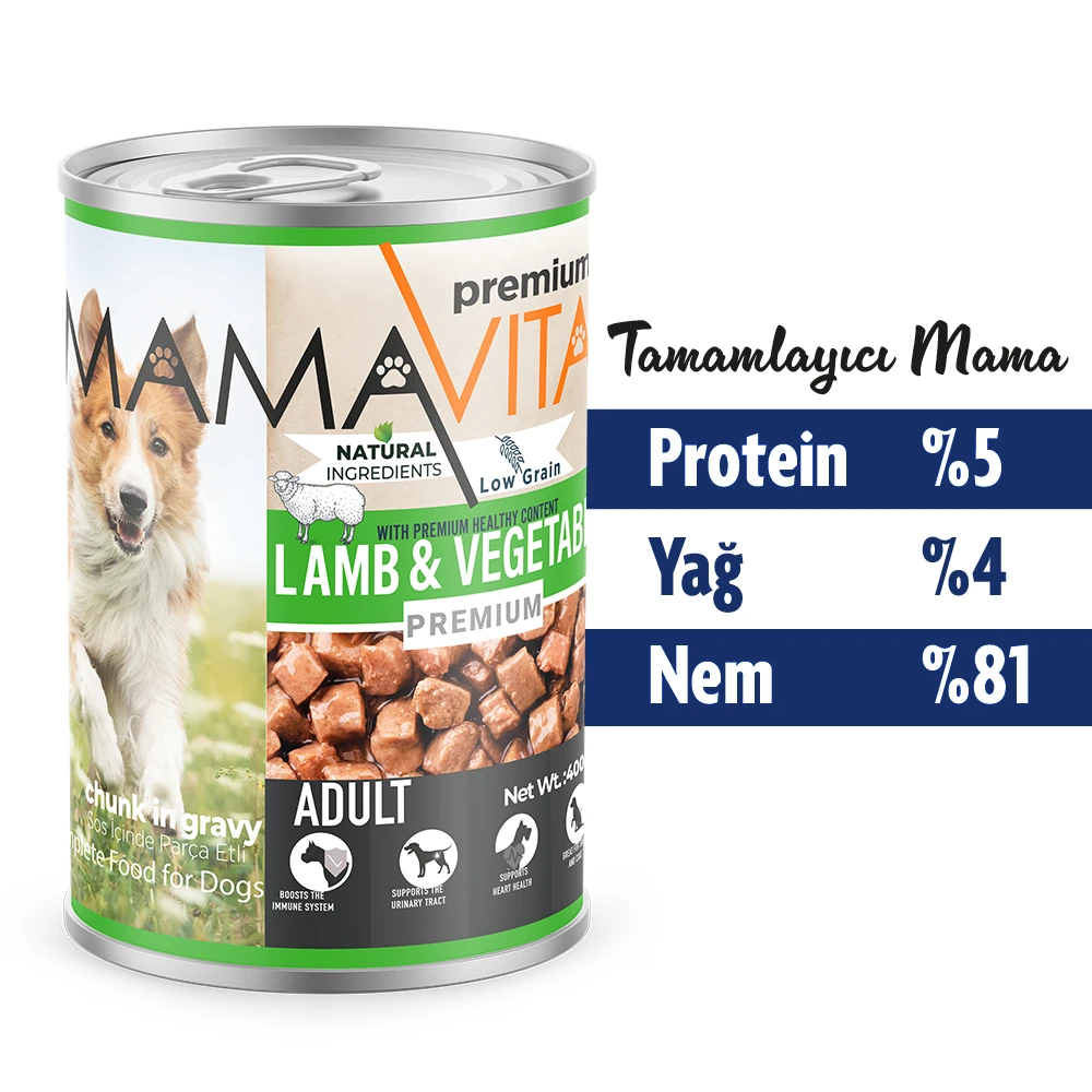 Mamavita Kuzu Etli Yetişkin Köpek Maması 400gr 12 Adet