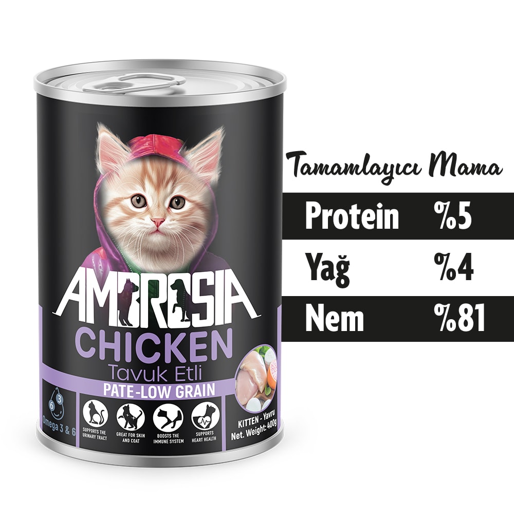 Ambrosia Tavuk Etli Yavru Kedi Maması 400 gr 12 Adet