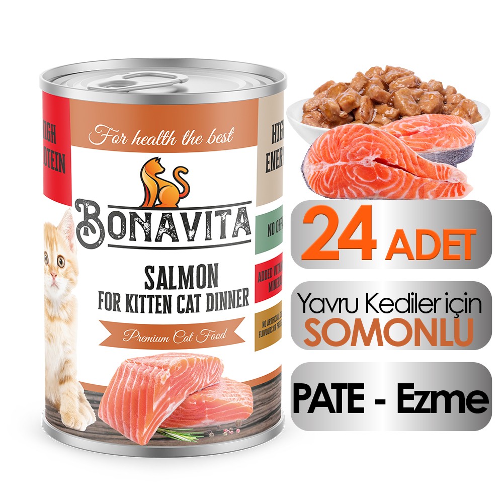 Bonavita Somonlu Yavru Kedi Maması 24 Adet