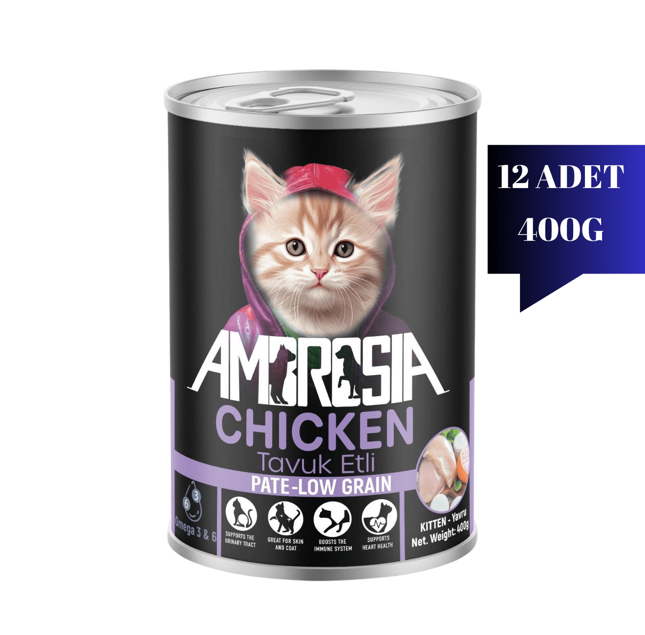 Ambrosia Tavuk Etli Yavru Kedi Maması 400 gr 12 Adet