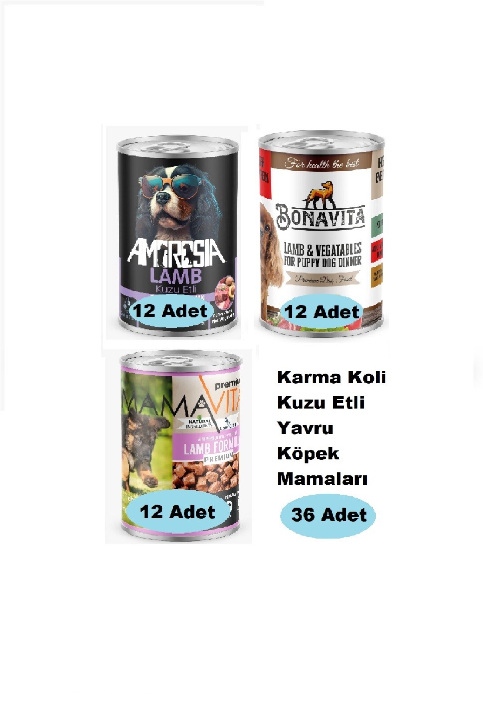 Karma Koli Kuzu Etli Yavru Köpek Maması 36 Adet