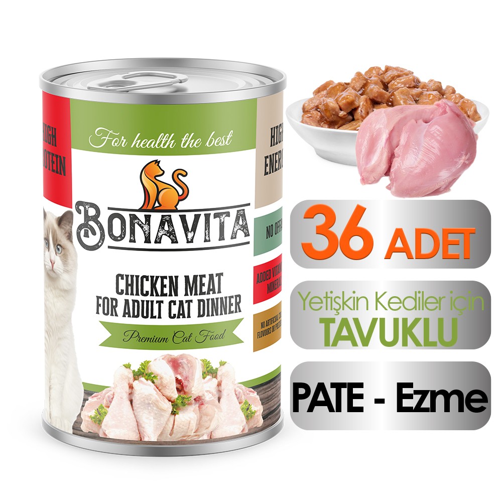 Bonavita Tavuk Etli Yetişkin Kedi Maması 400 gr 36 adet
