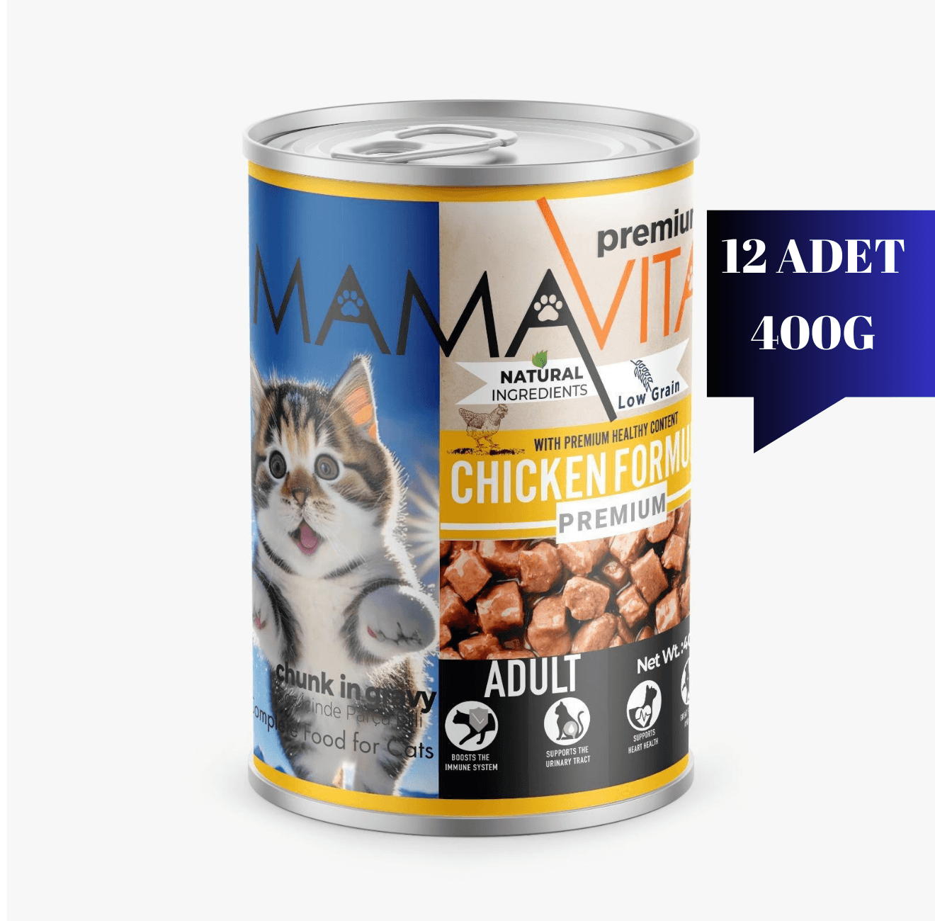 Mamavita Tavuk Etli Yetişkin Kedi Maması 400gr 12 Adet